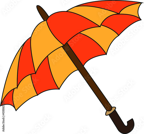 Autumn orange-yellow umbrella. Vector flat illustration