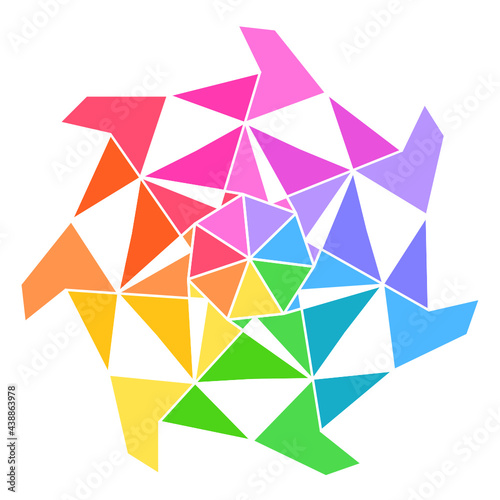 seven sided abstract geometric rainbow polygon-7n1