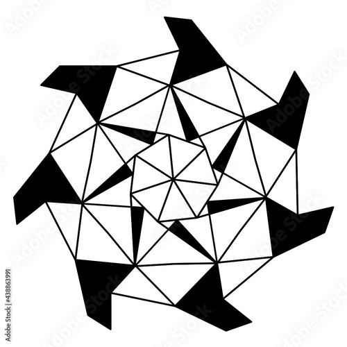 seven sided abstract geometric monochrome polygon-7n1