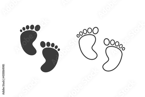 Baby foot set icon flat style vector