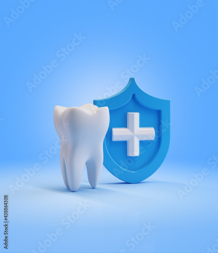 Tooth  with  Shield. Render 3d illustration