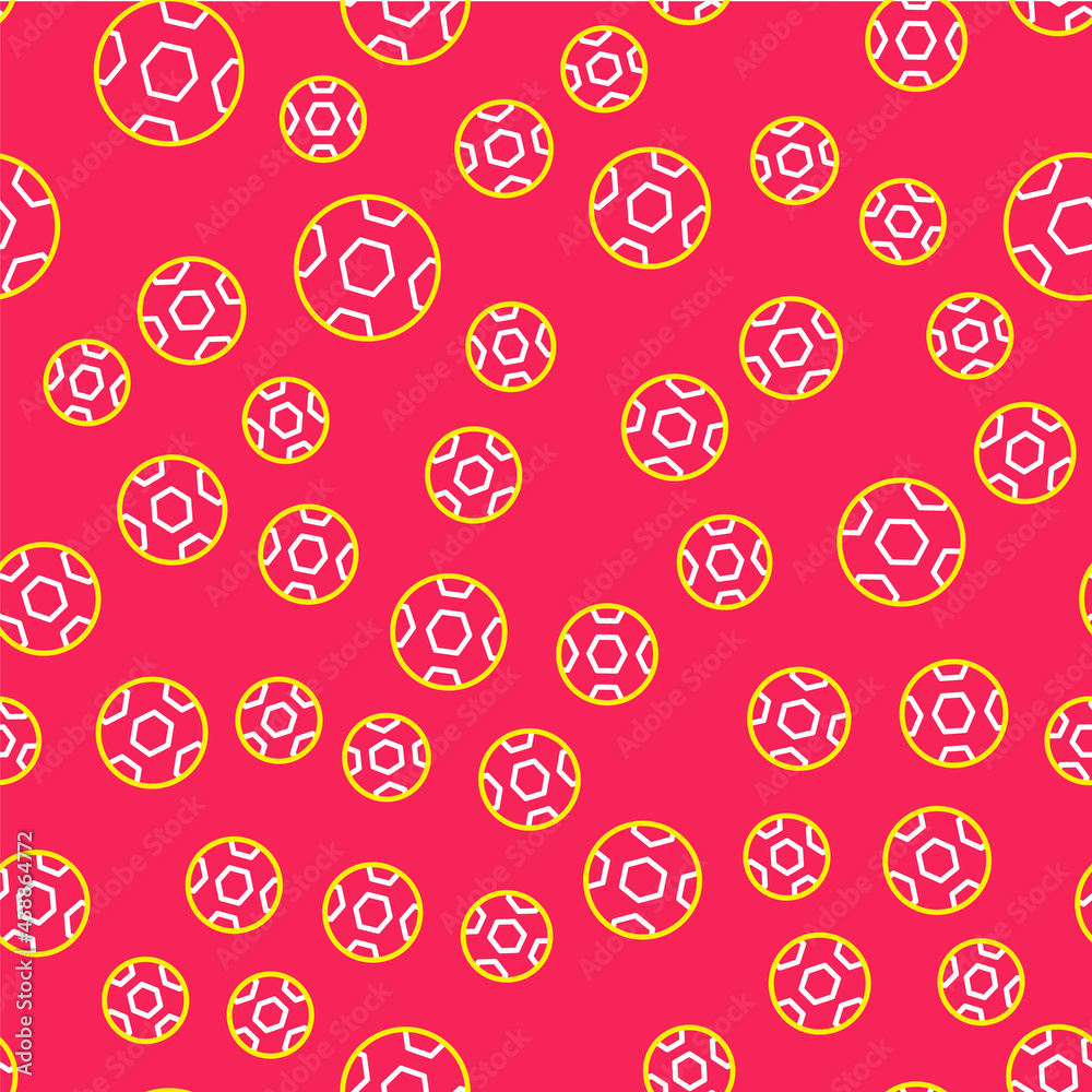 Line Football ball icon isolated seamless pattern on red background. Soccer ball. Sport equipment. Vector Line Football ball icon isolated seamless pattern on red background. Soccer ball. Sport equipment. Vector
