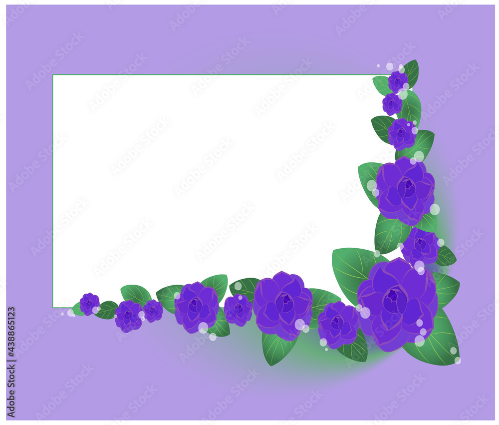 Square flower frame. Camellia flowers. Ideal for creating invitations, greeting cards. Vector.