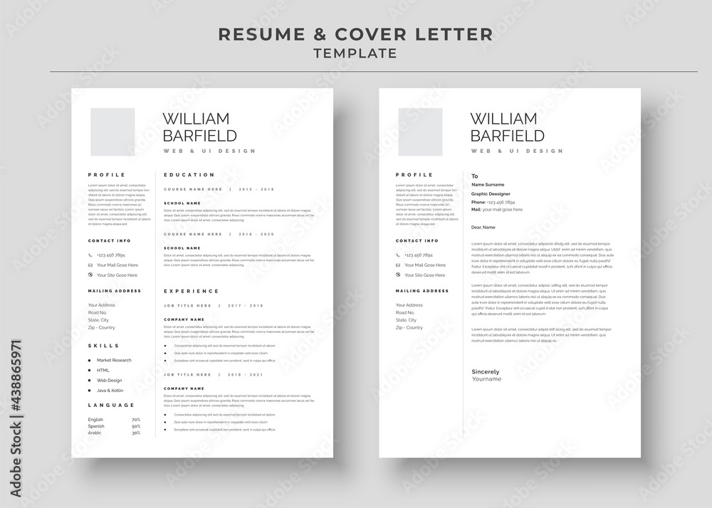 Resume and Cover Letter, Minimalist resume cv template, Cv professional jobs resumes