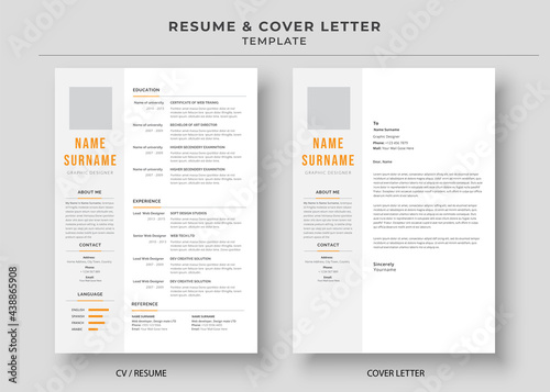 Resume and Cover Letter, Minimalist resume cv template, Cv professional jobs resumes