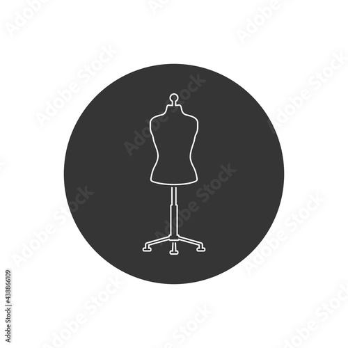 Sewing doll black line icon. Mannequin vector illustration isolated. Fashion designer
