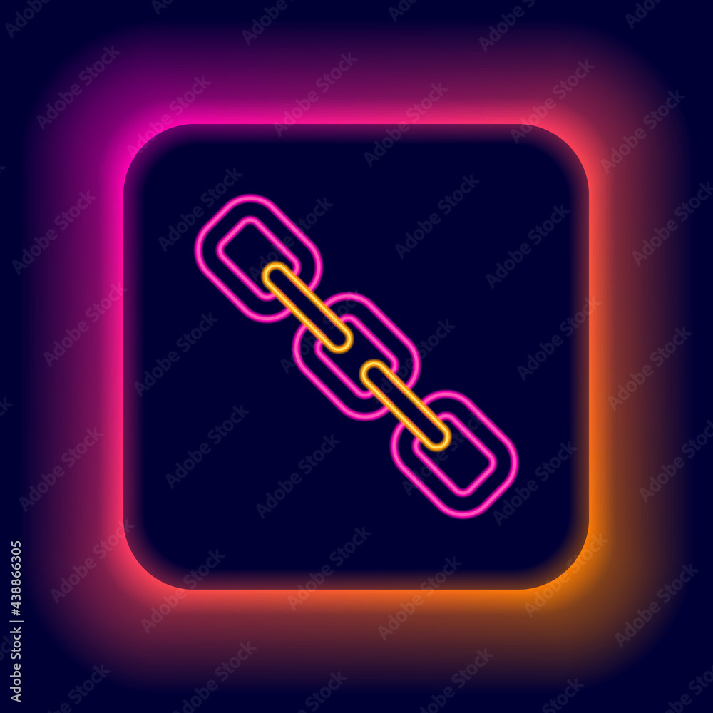 Glowing neon line Chain link icon isolated on black background. Link single. Hyperlink chain symbol. Colorful outline concept. Vector Glowing neon line Chain link icon isolated on black background. Link single. Hyperlink chain symbol. Colorful outline concept. Vector