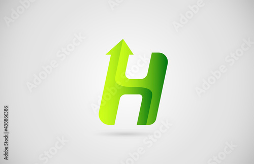 green arrow H alphabet letter logo icon for business and company. Creative design for corporate