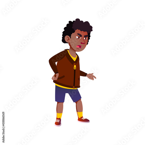 rage african boy kid cry at brother cartoon vector. rage african boy kid cry at brother character. isolated flat cartoon illustration