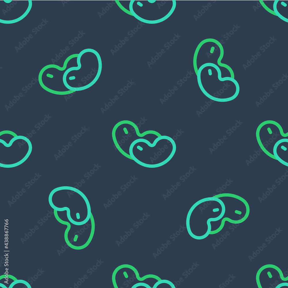 Line Beans icon isolated seamless pattern on blue background. Vector Line Beans icon isolated seamless pattern on blue background. Vector
