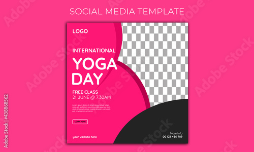 Yoga day fitness health social media post banner template istygraphic