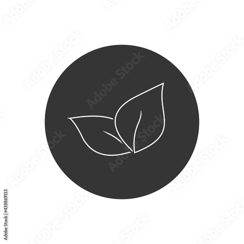 Leaf line icon flat style. Vector illustration