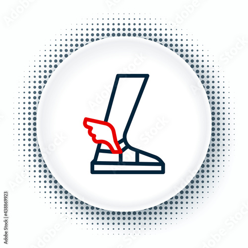 Line Hermes sandal icon isolated on white background. Ancient greek god Hermes. Running shoe with wings. Colorful outline concept. Vector
