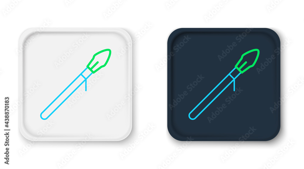 Line Medieval spear icon isolated on white background. Medieval weapon. Colorful outline concept. Vector