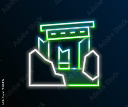 Glowing neon line Ancient ruins icon isolated on black background. Colorful outline concept. Vector