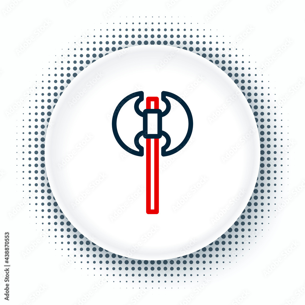 Line Medieval axe icon isolated on white background. Battle axe, executioner axe. Medieval weapon. Colorful outline concept. Vector Line Medieval axe icon isolated on white background. Battle axe, executioner axe. Medieval weapon. Colorful outline concept. Vector