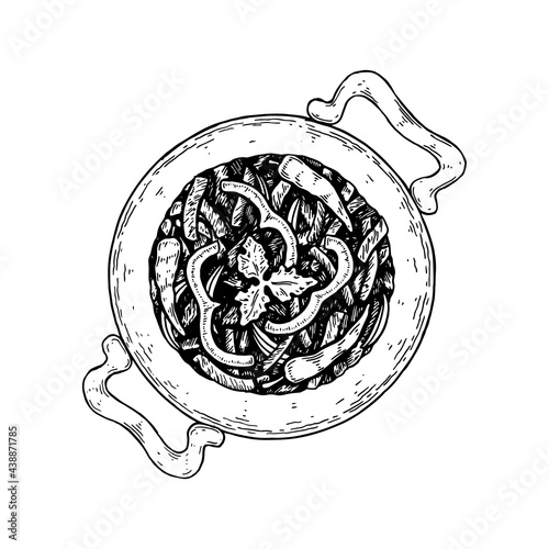Hand drawn Mexican fajitas. Vector illustration in sketch style