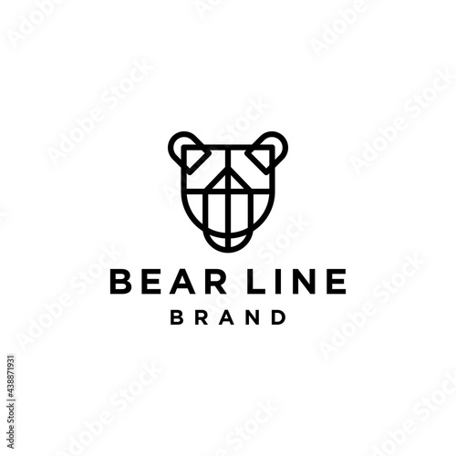 bear head Geometric logo in abstract style line outline icon