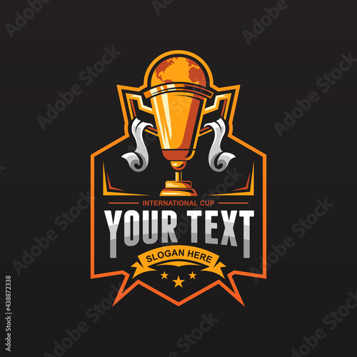 trophy vector mascot logo design with modern illustration concept style for badge, emblem and tshirt printing. trophy badge illustration for sport team.