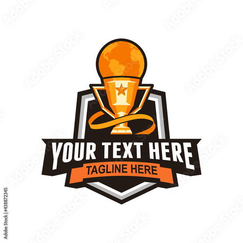 trophy vector mascot logo design with modern illustration concept style for badge, emblem and tshirt printing. trophy badge illustration for sport team.