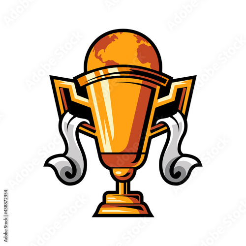 trophy vector mascot logo design with modern illustration concept style for badge, emblem and tshirt printing. trophy badge illustration for sport team.