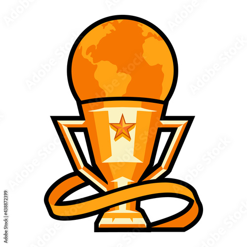 trophy vector mascot logo design with modern illustration concept style for badge, emblem and tshirt printing. trophy badge illustration for sport team.