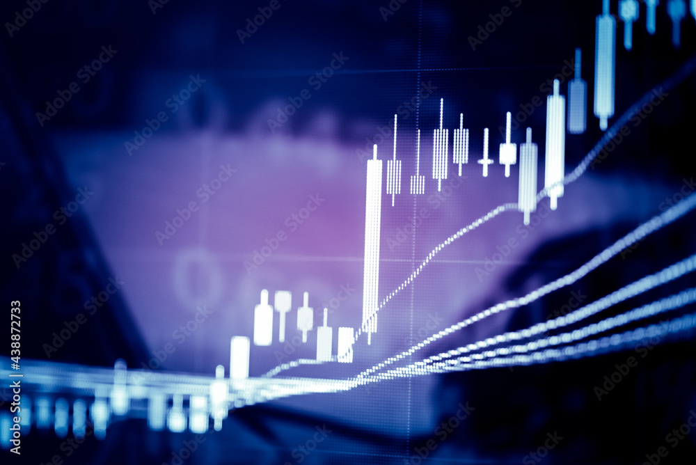 Candlestick chart in financial stock market on digital number background. Forex trading graphic design and Stock market trading trend as concept. Candlestick chart in financial stock market on digital number background. Forex trading graphic design and Stock market trading trend as concept.