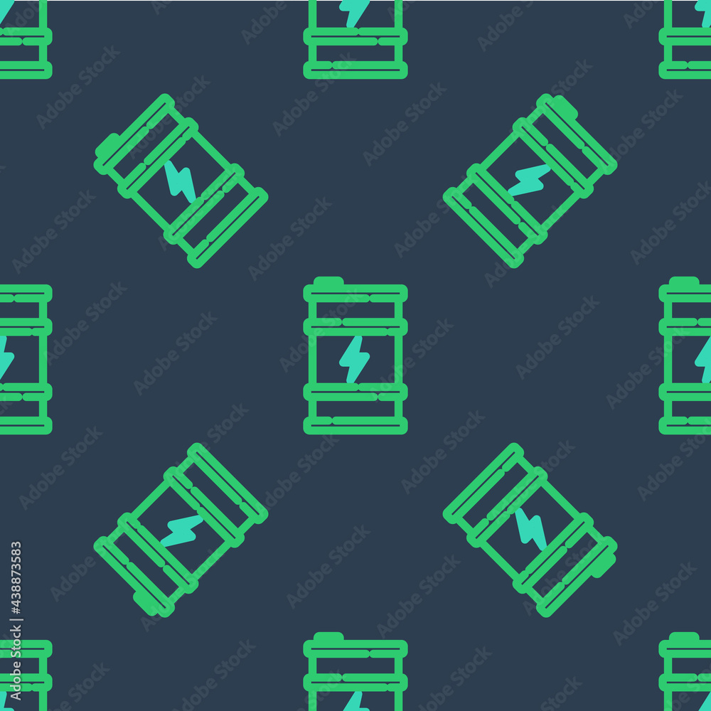 Line Bio fuel barrel icon isolated seamless pattern on blue background. Eco bio and canister. Green environment and recycle. Vector Line Bio fuel barrel icon isolated seamless pattern on blue background. Eco bio and canister. Green environment and recycle. Vector