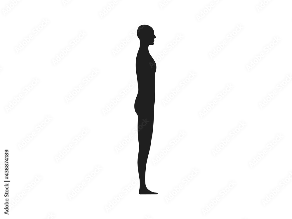 Side view of a male human body silhouette.