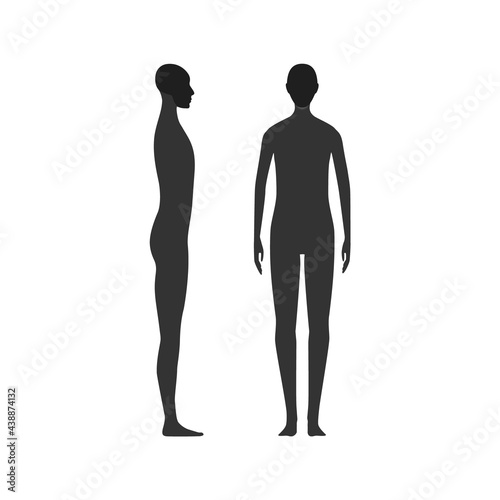 Side and front view silhouette of a gender neutral person with a highlighted skull and chin area.