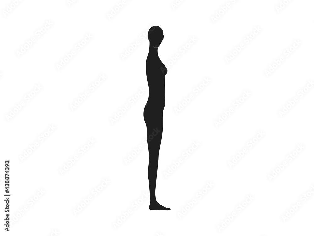 Side view silhouette of a female with head turned front. Side view silhouette of a female with head turned front.