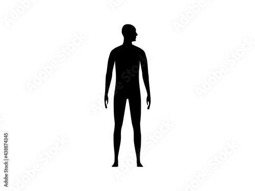 Front view silhouette of a man with head turned to the shoulder.