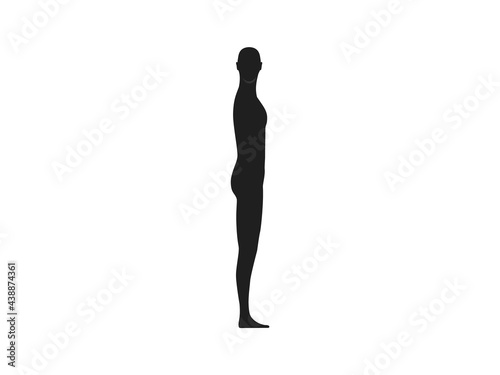 Side view silhouette of a male with head turned front.