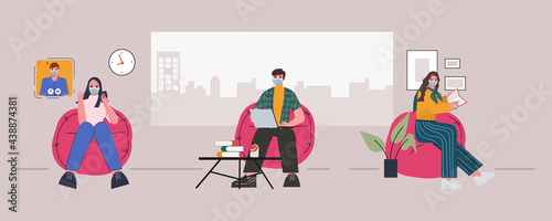 People keep social distancing in the lifestyle.