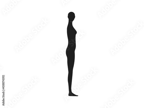 Side view silhouette of a female with head turned front.