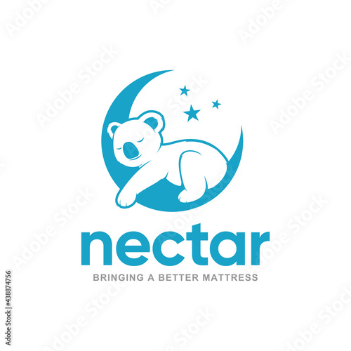 Koala Sleeping on Crescent Moon Logo Inspiration for Mattress Comfortable 