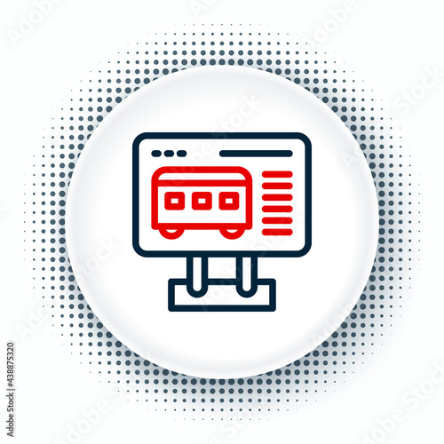Line Ticket office to buy tickets for train or plane icon isolated on white background. Buying tickets. Ticket service. Colorful outline concept. Vector