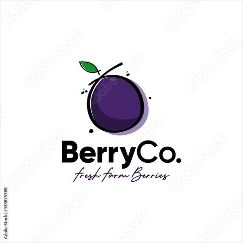 blueberry, fresh fruit, farm, organic logo design