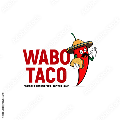 chili, sombrero wabo taco, mexican food logo design
