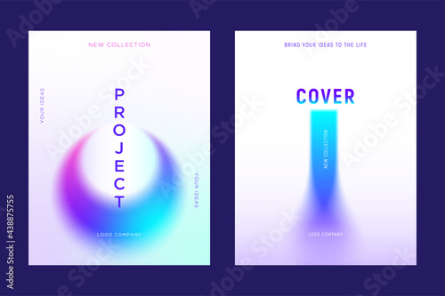 Background templates with blurred gradient shapes in cyan and magenta colors. For the covers of brochures, booklets, reports, presentations and other projects. Vector, can be used for printing.
