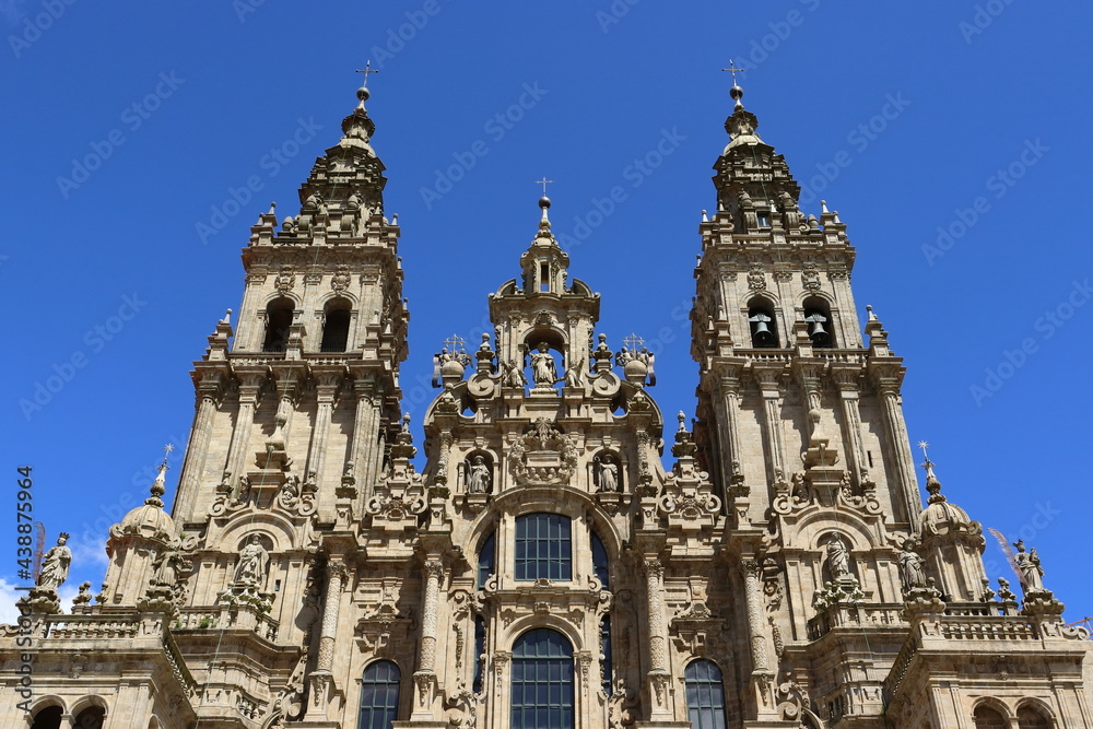 Bell towers of the Cathedral of Santiago de Compostela, Galicia, Spain.
