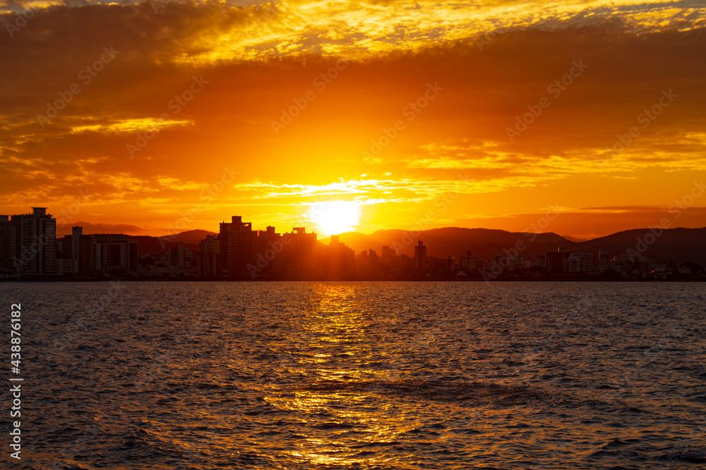 sunset over the city of Florianópolis Island , Santa Catarina, Brazil, florianopolis