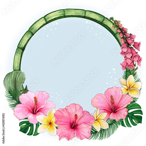 Watercolor tropical wooden sign