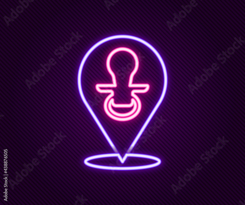 Glowing neon line Baby dummy pacifier icon isolated on black background. Toy of a child. Colorful outline concept. Vector