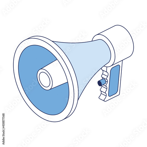 Horn loudspeaker. Vector 3d line isometric, color web icons, new flat style. Creative design idea for infographics.