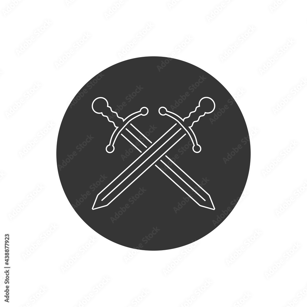 Sword vector line icon on white. Flat vector Sword vector line icon on white. Flat vector