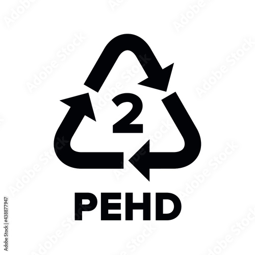 Plastic recycling code applied to packaging (PEHD, HDPE, PE). Vector sign.