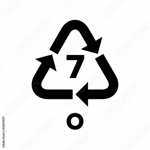 Plastic recycling code applied to packaging (O, OTHER). Raster sign. photo