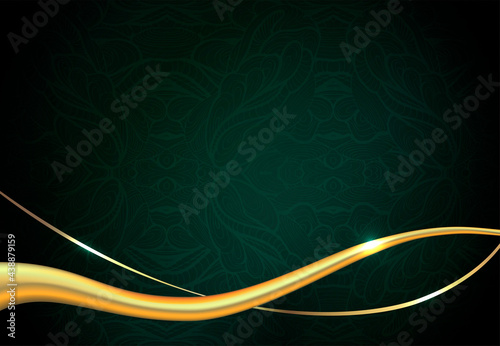 Luxury vector background. Gold pattern on a green background.