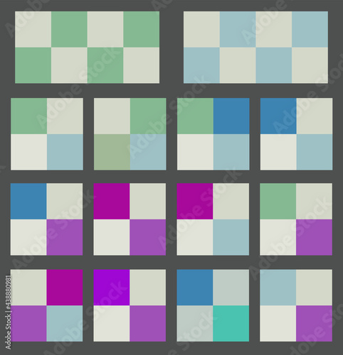 Colorful checkered geometric squares in row wide banner vector.Marketing advertise banner flat lay and copy space elements, icon, checkered social media. Flag. Checkered absract background collection.